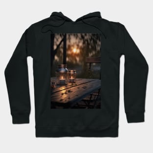 If nature was a candle - Vintage candle in bottle on a rustic picnic table Hoodie